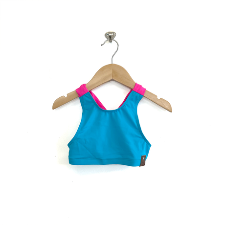 Adele Criss Cross Swim Top - Electric Blue Mix