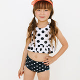 Abby Peplum Swim Top - White Dot