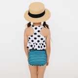 Abby Peplum Swim Top - White Dot