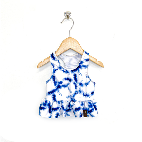 Abby Peplum Swim Top - Navy Tie Dye