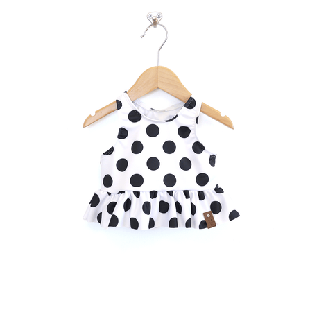 Abby Peplum Swim Top - White Dot