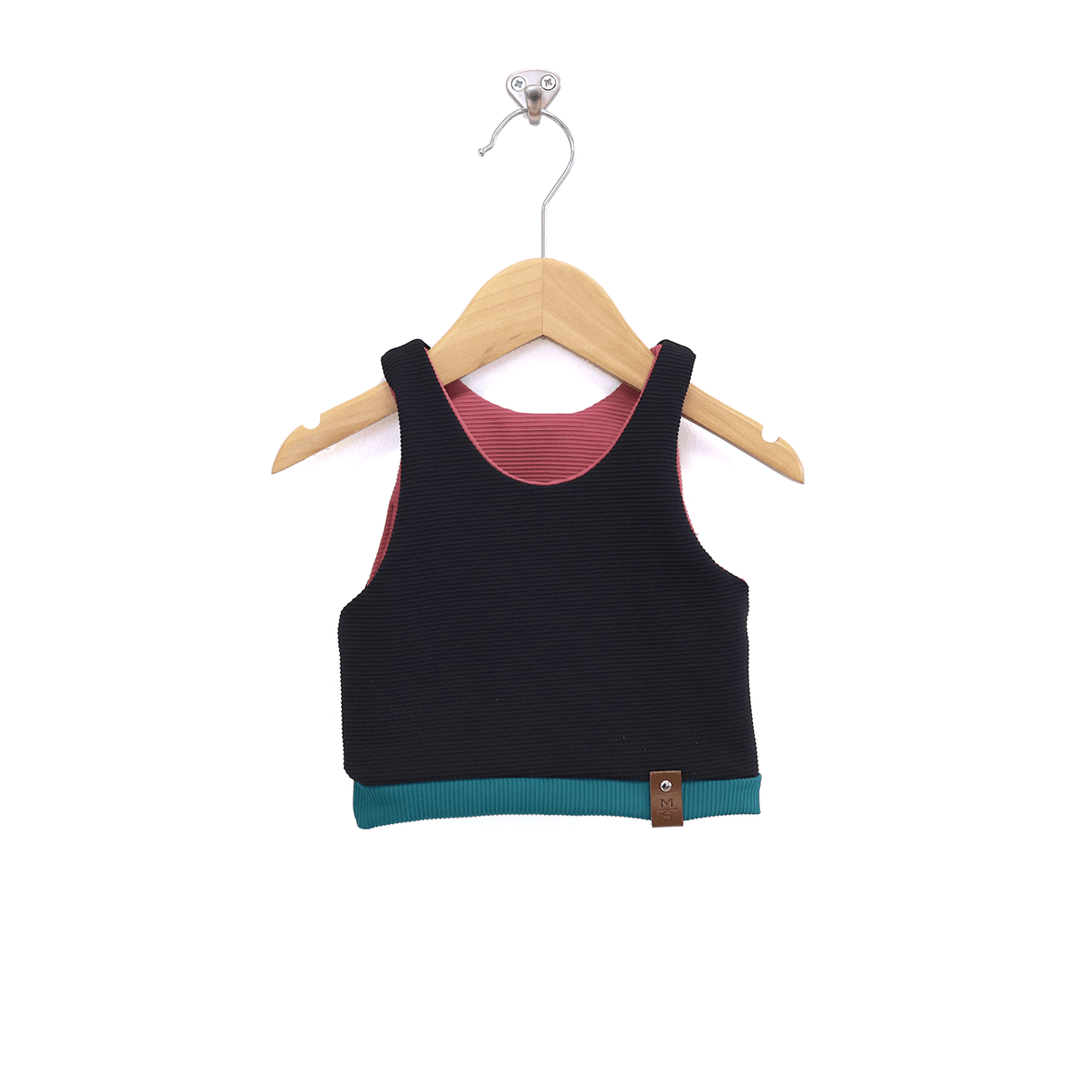 Addison Swim Tank - Reversible Black + Mauve Rib