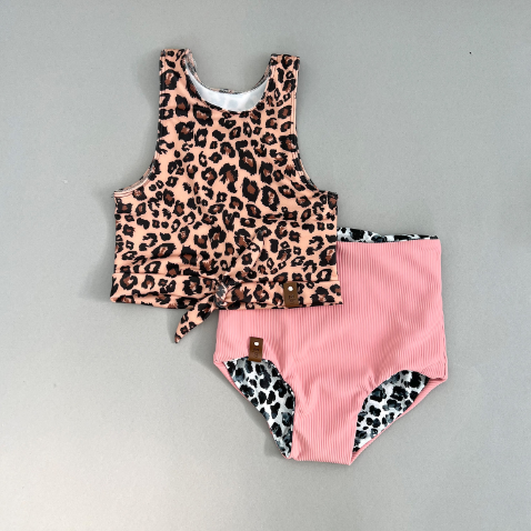 Allie Swim Tank - Brown Leopard