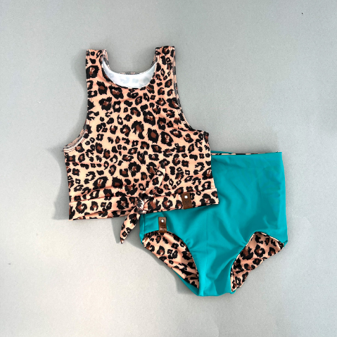 Allie Swim Tank - Brown Leopard