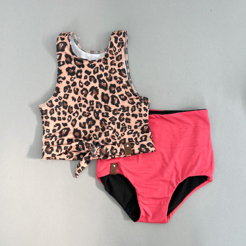 Allie Swim Tank - Brown Leopard