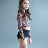 Hadley Rash Swim Top - Brown Leopard