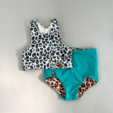 Alexis Racerback Swim Top - Grey Leopard