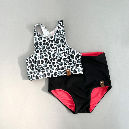 Alexis Racerback Swim Top Grey Leopard MINI Street