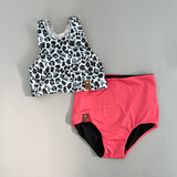 Alexis Racerback Swim Top - Grey Leopard