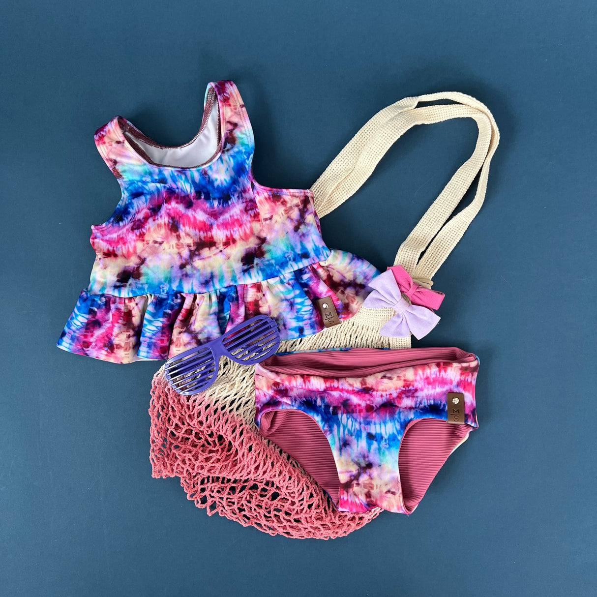 Kora Swim Reversible Bikini - Mystic Tie Dye + Mauve Rib