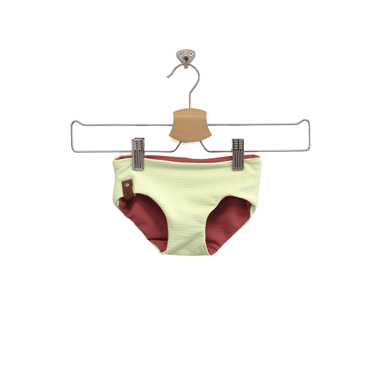 Kora Swim Bikini Reversible Bottoms - Mauve Rib + Lime Rib