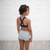 Adele Criss Cross Halter Swim Top - Navy