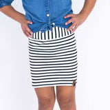 Sienna Pencil Skirt - White Stripe